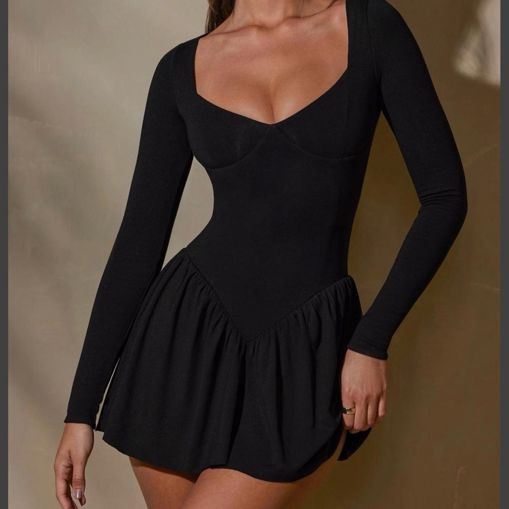 Oh Polly Black Long Sleeve Dress